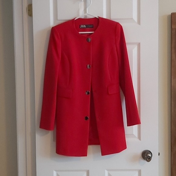 Zara red dress coat